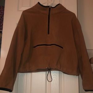 Cropped fuzzy bear hoodie